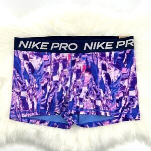 Nike Pro Dri-Fit Tight Fit Mid Rise Shorts 3" - Purple Multi - XXL - NWT